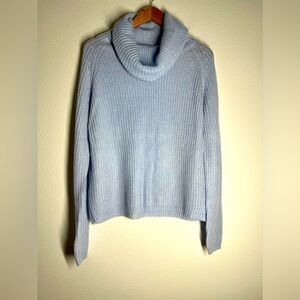 My Basic Women’s Knitted Blue Sky Cowl Neck Pullover Sweater Oversized Size S